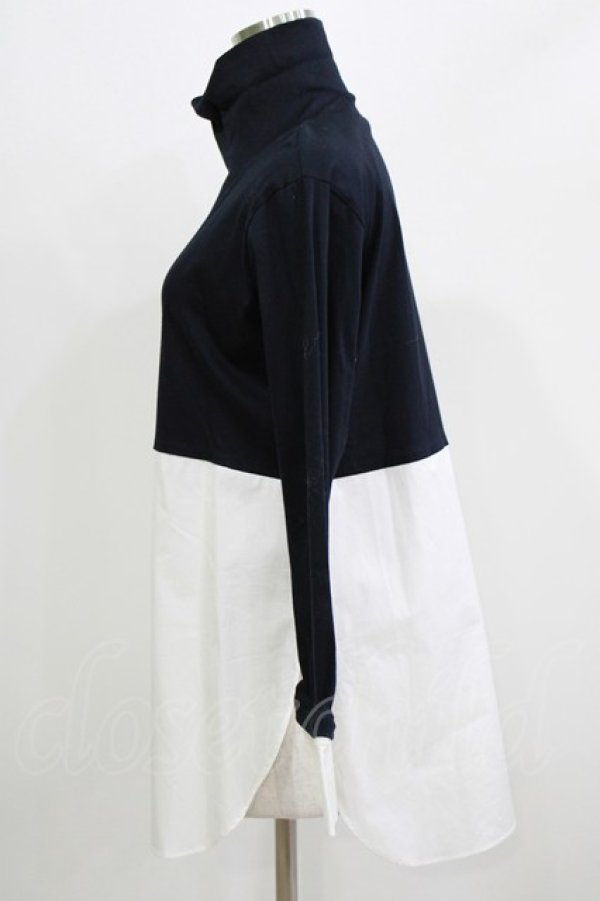 画像2: Jane Marple Dans Le Salon / Crumple collar pullover  ネイビー×オフホワイト H-26-03-07-064-JM-TO-KB-ZH (2)