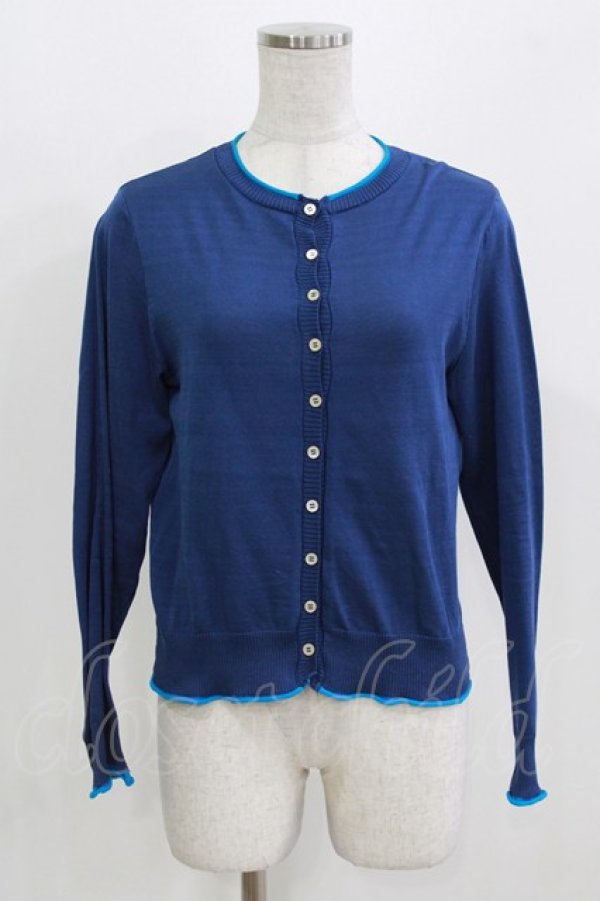 画像1: Jane Marple Dans Le Salon / カラーパイピングカーディガン  ネイビー H-26-03-07-065-JM-TO-KB-ZH (1)