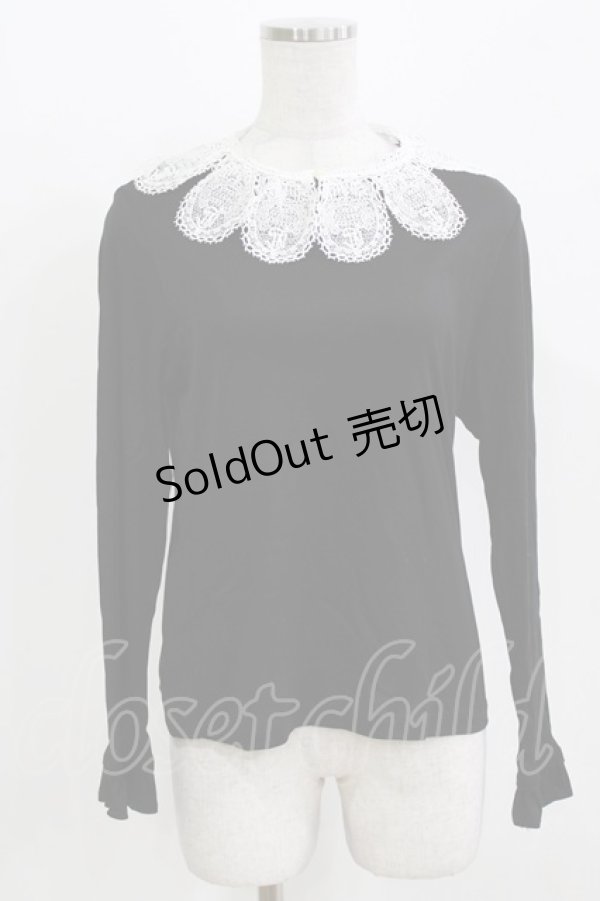 画像1: Jane Marple / Doily lace collar pullover M ブラック H-26-03-07-067-JM-TO-AK-ZH (1)