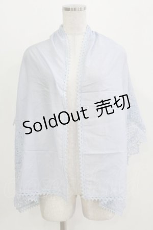 画像: Jane Marple Dans Le Salon / コットンシルクのレースストール  ブルーグレイ H-26-03-07-074-JM-ZA-KB-ZH