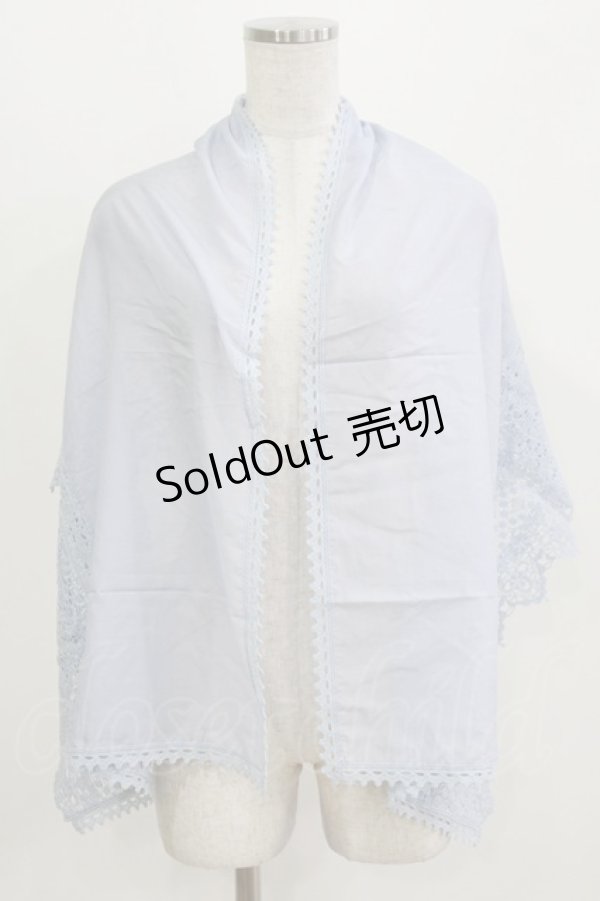 画像1: Jane Marple Dans Le Salon / コットンシルクのレースストール  ブルーグレイ H-26-03-07-074-JM-ZA-KB-ZH (1)