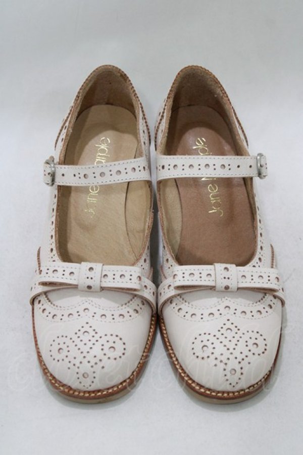 画像1: Jane Marple / トゥリボンのメリージェーンシューズ M オフホワイト H-26-03-07-079-JM-SH-KB-ZH (1)