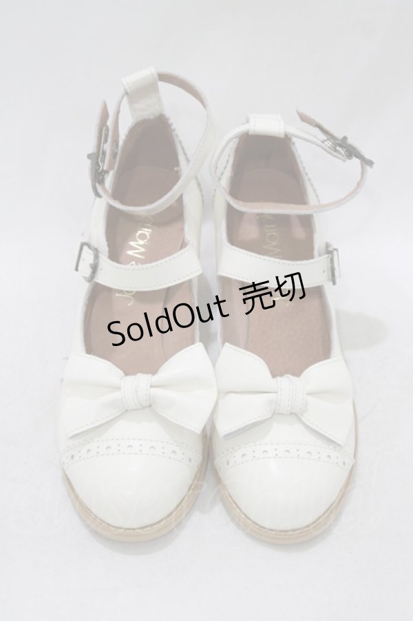 画像1: Jane Marple / トゥリボンのWストラップシューズ M オフホワイト H-26-03-07-080-JM-SH-KB-ZH (1)
