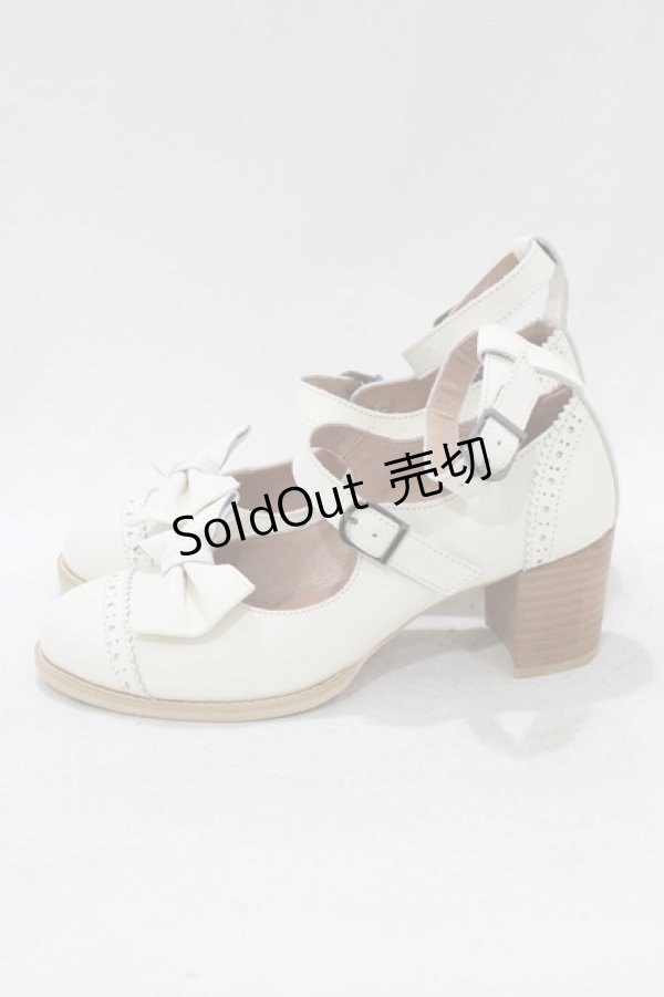 画像2: Jane Marple / トゥリボンのWストラップシューズ M オフホワイト H-26-03-07-080-JM-SH-KB-ZH (2)