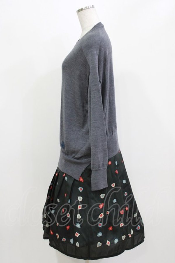 画像2: Jane Marple Dans Le Salon / Knit&Playing cards collaborationドレス M ミックスグレー×ブラック H-26-03-07-010-JM-OP-KB-ZH (2)