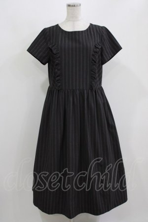 画像: Jane Marple / British stripeタブリエドレス M チャコールグレー H-26-03-07-015-JM-OP-AK-ZH