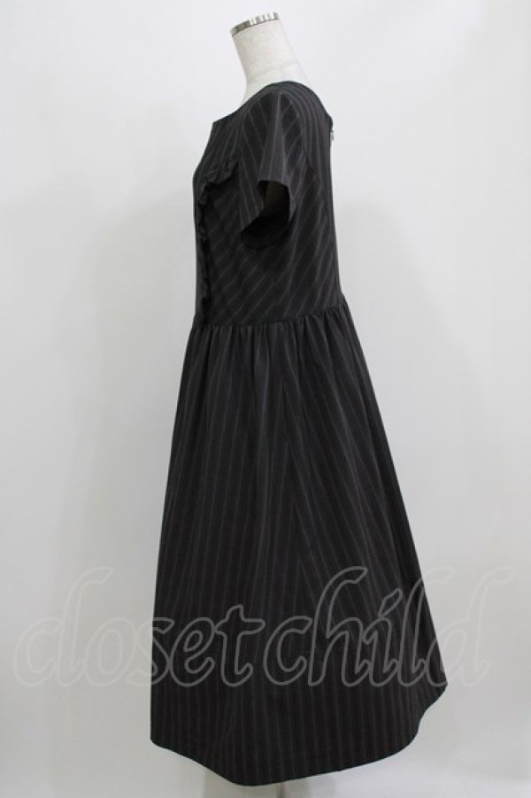 画像2: Jane Marple / British stripeタブリエドレス M チャコールグレー H-26-03-07-015-JM-OP-AK-ZH (2)
