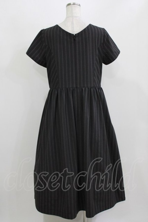 画像3: Jane Marple / British stripeタブリエドレス M チャコールグレー H-26-03-07-015-JM-OP-AK-ZH (3)