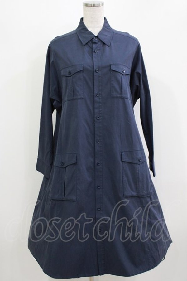 画像1: Jane Marple Dans Le Salon / ドルマンシャツワンピース  ネイビー H-26-03-07-002-JM-OP-KB-ZH (1)