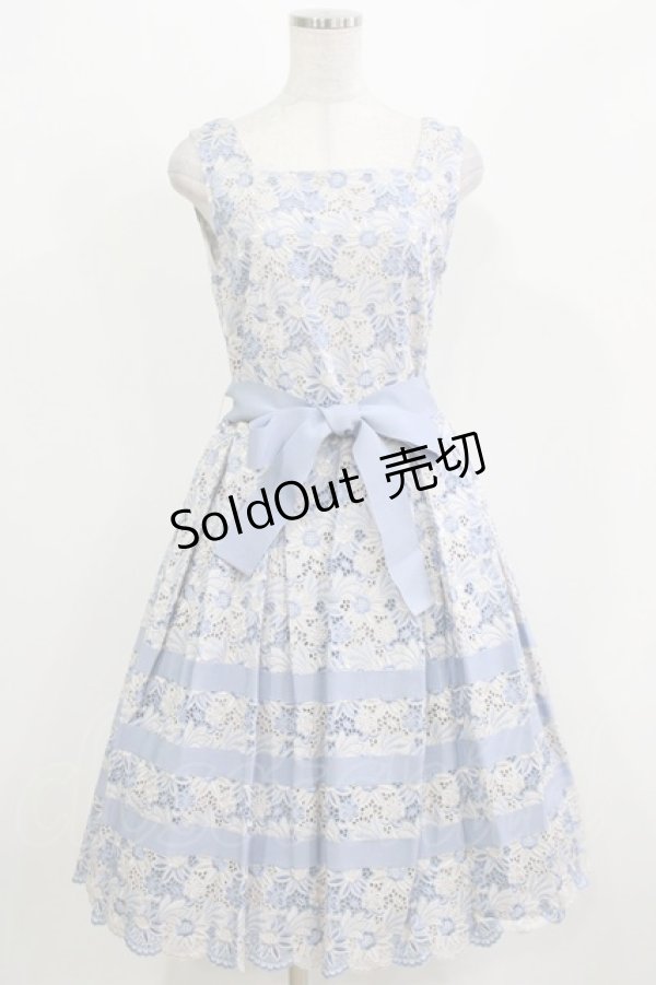 画像1: Jane Marple Dans Le Salon / グログランレースドレス  ブルーグレイ H-26-03-07-017-JM-OP-KB-ZH (1)