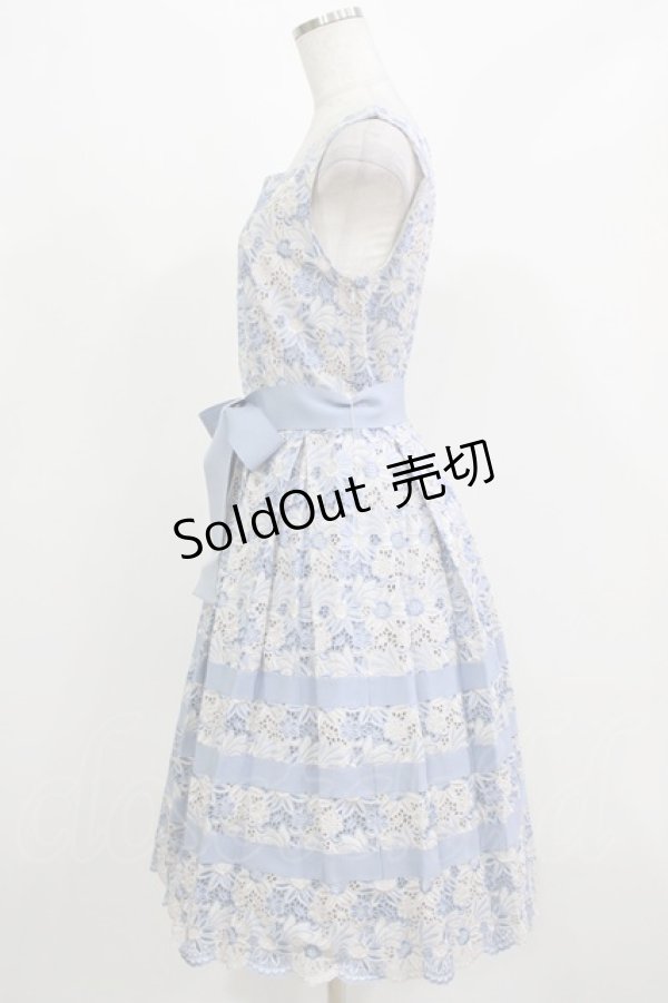 画像2: Jane Marple Dans Le Salon / グログランレースドレス  ブルーグレイ H-26-03-07-017-JM-OP-KB-ZH (2)