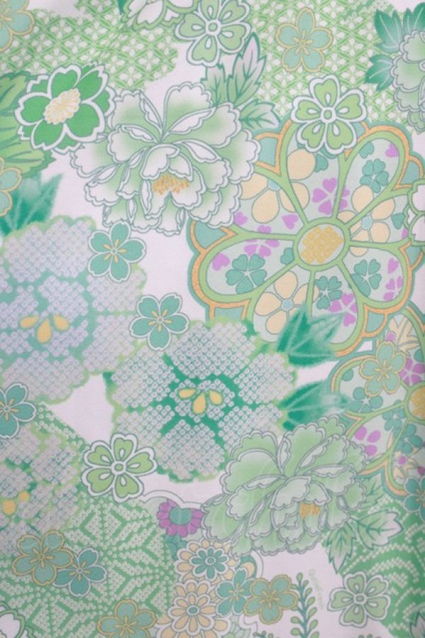 画像4: Qutie Frash / 和柄ロングスカート  ミントグリーン H-26-03-07-021-QU-SK-KB-ZH (4)