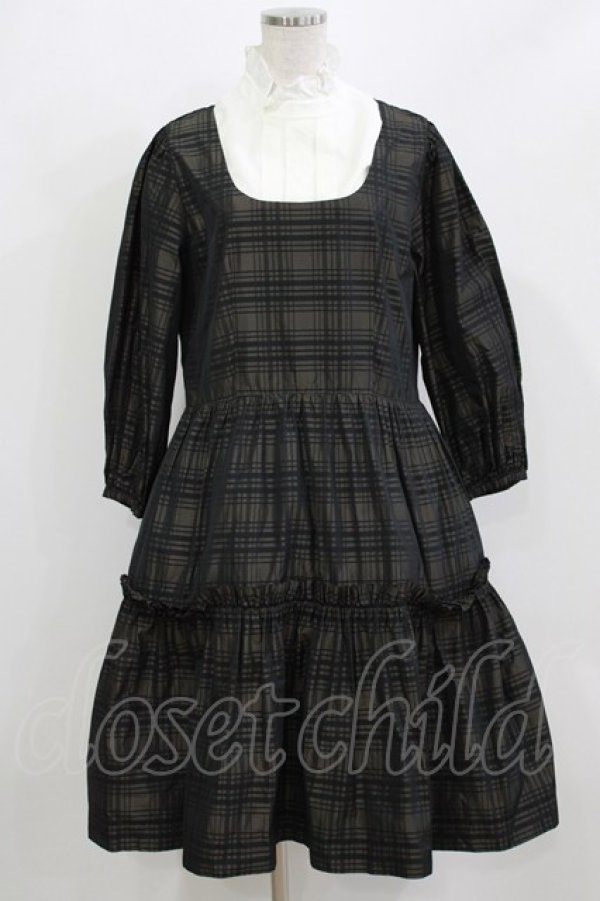 画像1: Jane Marple / Memory Shadow Checkレイヤードドレス  ブラックチェック H-26-03-07-024-JM-OP-KB-ZH (1)
