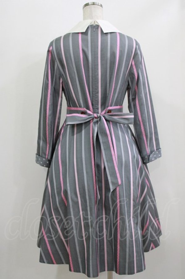 画像3: Jane Marple / Ribbon stripe jacquardのパブリックドレス  グレー H-26-03-07-025-JM-OP-KB-ZH (3)
