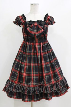 画像: BABY,THE STARS SHINE BRIGHT / タータンチェックカチューシャ&リボンミニ袖ジャンパースカートセット Free ブラック H-26-03-08-025-BA-OP-NS-ZH