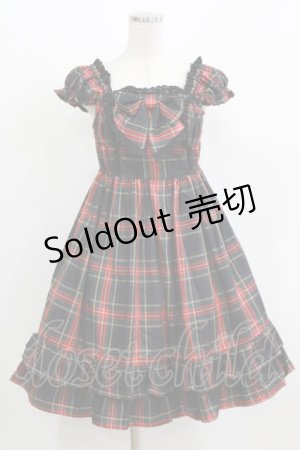 画像: BABY,THE STARS SHINE BRIGHT / タータンチェックカチューシャ&リボンミニ袖ジャンパースカートセット Free ブラック H-26-03-08-025-BA-OP-NS-ZH