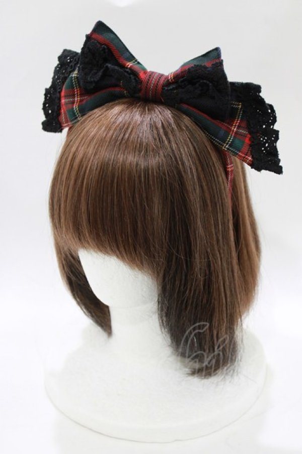 画像5: BABY,THE STARS SHINE BRIGHT / タータンチェックカチューシャ&リボンミニ袖ジャンパースカートセット Free ブラック H-26-03-08-025-BA-OP-NS-ZH (5)