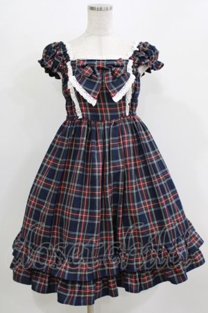 画像: BABY,THE STARS SHINE BRIGHT / タータンチェックカチューシャ&リボンミニ袖ジャンパースカートセット Free ネイビー H-26-03-08-029-BA-OP-NS-ZH