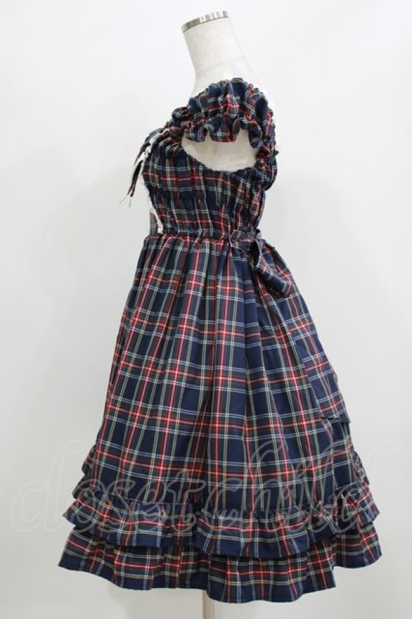 画像2: BABY,THE STARS SHINE BRIGHT / タータンチェックカチューシャ&リボンミニ袖ジャンパースカートセット Free ネイビー H-26-03-08-029-BA-OP-NS-ZH (2)