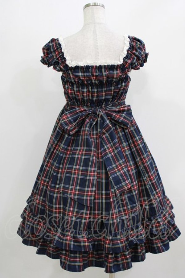 画像3: BABY,THE STARS SHINE BRIGHT / タータンチェックカチューシャ&リボンミニ袖ジャンパースカートセット Free ネイビー H-26-03-08-029-BA-OP-NS-ZH (3)