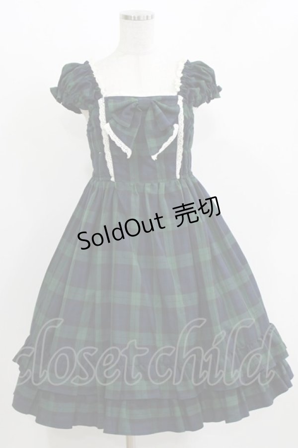 画像1: BABY,THE STARS SHINE BRIGHT / タータンチェックミニ袖ジャンパースカート&カチューシャセット Free ネイビー H-26-03-08-030-BA-OP-NS-ZH (1)