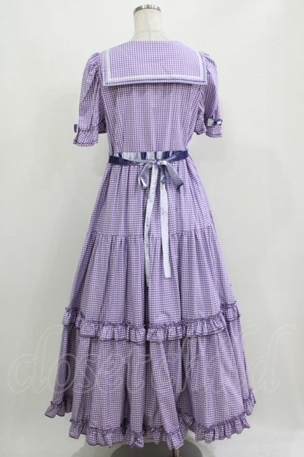 画像3: Maria pipi / セーラーカラーチェックレースドレス Free LAVENDER H-26-03-08-039-EL-OP-NS-ZH (3)