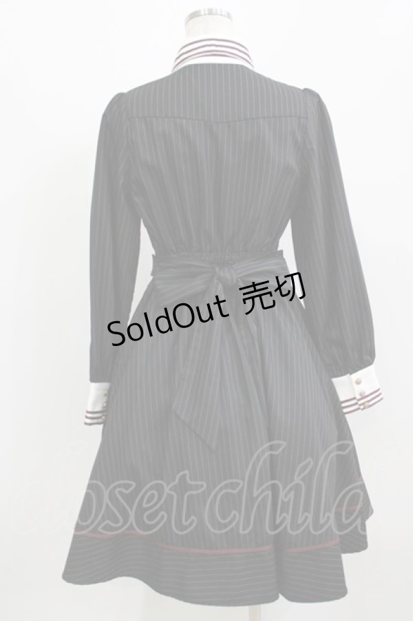 画像3: Amavel / 衿配色ストライプクラシカルワンピース Free ブラック H-26-03-08-044-CA-OP-NS-ZH (3)