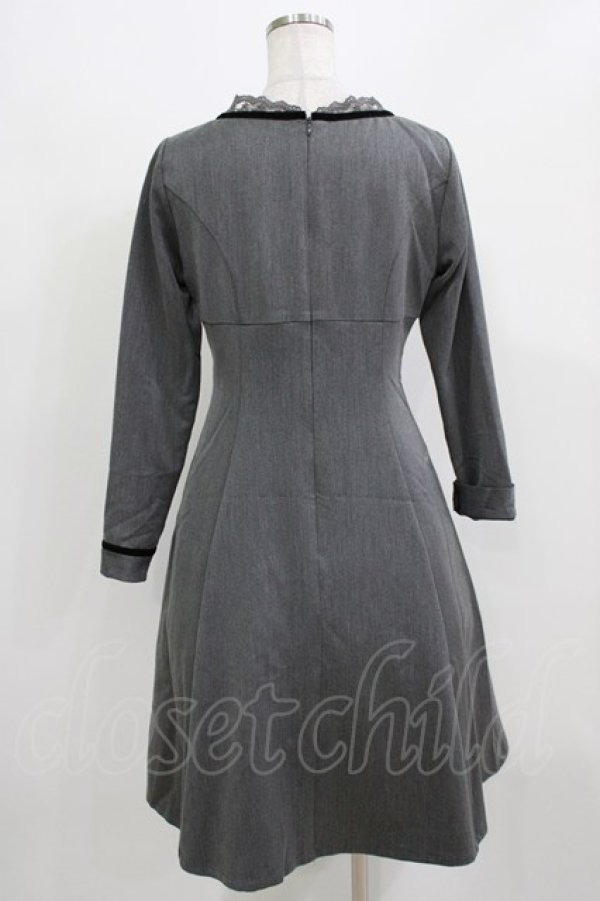 画像3: Fi.n.t / ハイウエスト切替ベロアリボン使いワンピース Free GRAY H-26-03-08-045-CA-OP-NS-ZH (3)