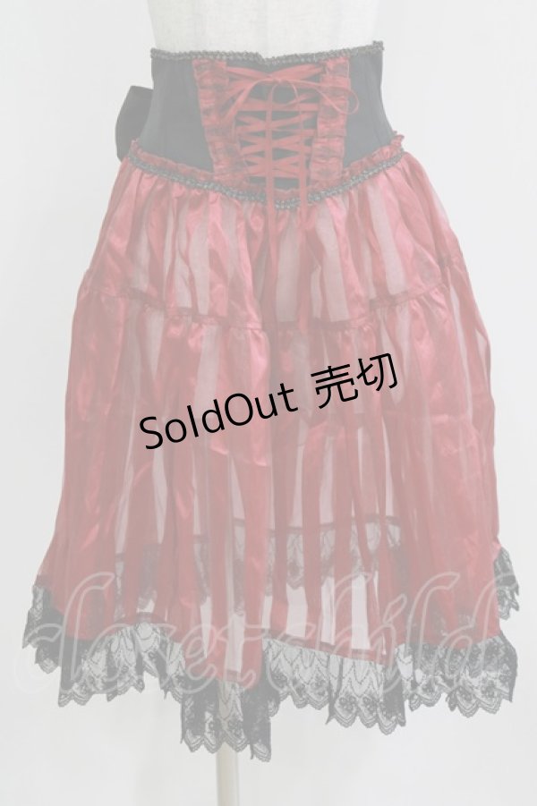 画像1: Enchantlic Enchantilly / リボンコルセットオーバースカート Free レッド H-26-03-08-053-LO-SK-NS-ZH (1)