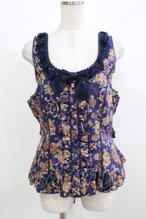 画像: metamorphose / 【プラスサイズ】ゴブラン風くまちゃんフリルビスチェ プラスサイズ ネイビー H-26-03-08-061-ME-JA-NS-ZH