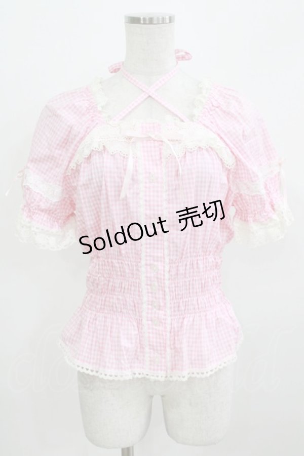 画像1: BABY,THE STARS SHINE BRIGHT / ギンガムチェックウエストシャーリングブラウス Free ピンク H-26-03-08-066-BA-BL-NS-ZH (1)