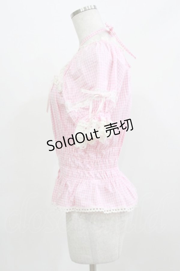 画像2: BABY,THE STARS SHINE BRIGHT / ギンガムチェックウエストシャーリングブラウス Free ピンク H-26-03-08-066-BA-BL-NS-ZH (2)