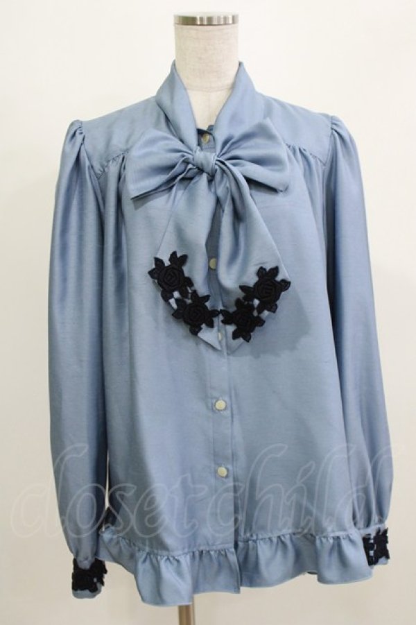 画像1: Enchantlic Enchantilly / ノーブルリボンタイブラウス Free ブルー H-26-03-08-071-LO-BL-NS-ZH (1)
