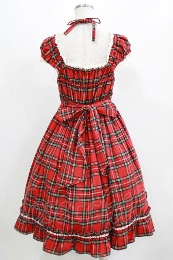 画像3: BABY,THE STARS SHINE BRIGHT / タータンチェックリボンミニ袖ジャンパースカート Free エンジ H-26-03-08-008-BA-OP-NS-ZH (3)