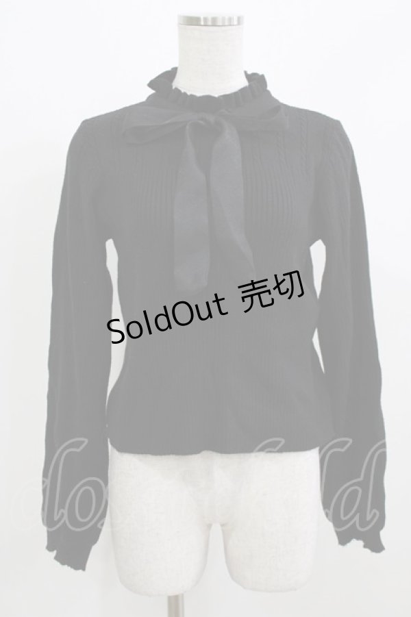 画像1: axes femme POETIQUE / リボン付きニットプルオーバー M ブラック H-26-03-08-074-AX-TO-NS-ZH (1)