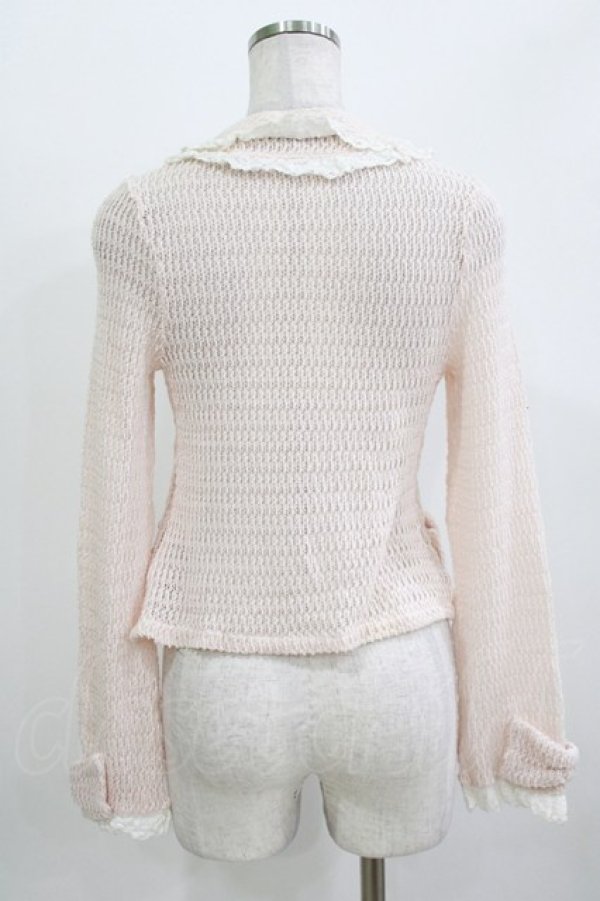 画像3: metamorphose / ニットレースフリルカーディガン Free ピンク H-26-03-08-076-ME-TO-NS-ZH (3)