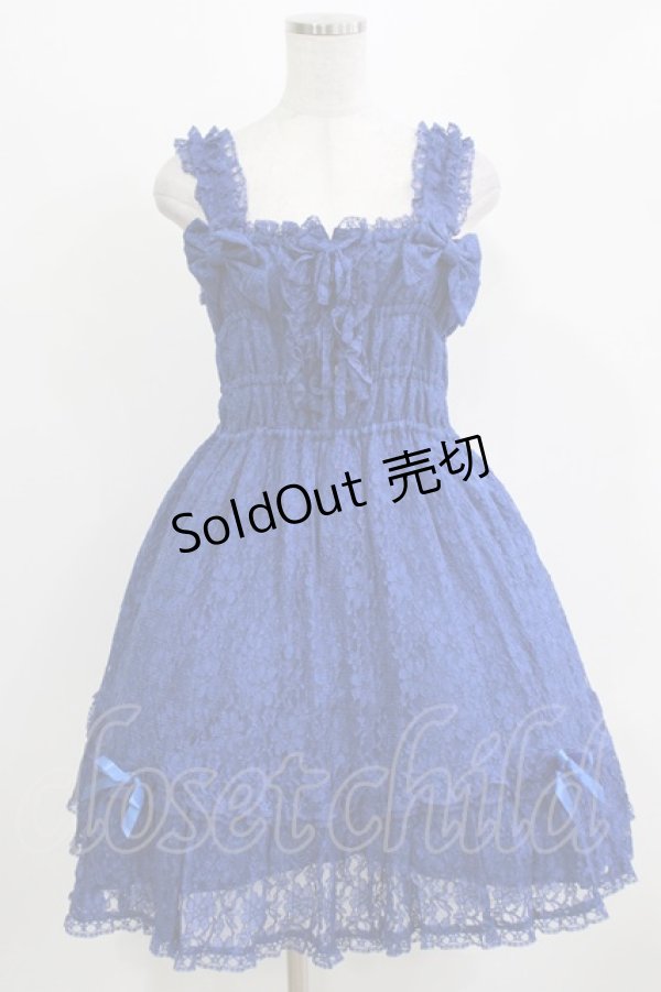 画像1: metamorphose / 総レースシャーリングジャンパースカート Free ブルー H-26-03-08-009-ME-OP-NS-ZH (1)