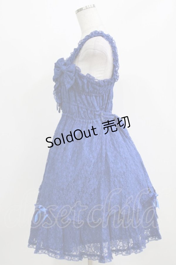 画像2: metamorphose / 総レースシャーリングジャンパースカート Free ブルー H-26-03-08-009-ME-OP-NS-ZH (2)