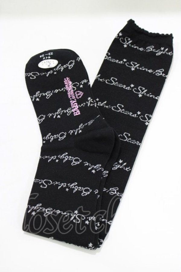 画像1: BABY,THE STARS SHINE BRIGHT / ロゴオーバーニーソックス  ブラック H-26-03-08-084-BA-ZA-NS-ZH (1)