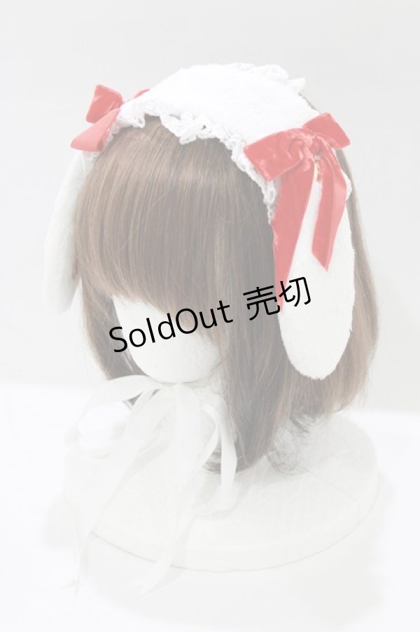 画像1: Angelic Pretty / ロップイヤーBunnyヘッドドレス  オフ/レッド H-26-03-08-085-AP-AC-NS-ZH (1)