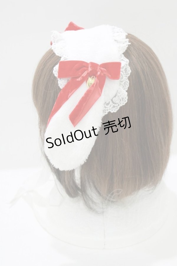 画像2: Angelic Pretty / ロップイヤーBunnyヘッドドレス  オフ/レッド H-26-03-08-085-AP-AC-NS-ZH (2)