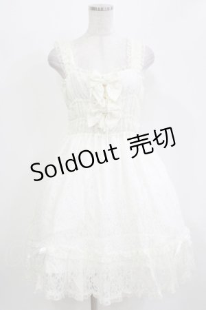 画像: metamorphose / 総レースシャーリングジャンパースカート Free 白 H-26-03-08-010-ME-OP-NS-ZH