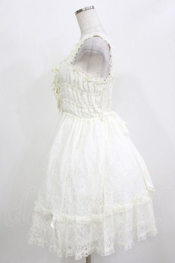 画像2: metamorphose / 総レースシャーリングジャンパースカート Free 白 H-26-03-08-010-ME-OP-NS-ZH (2)