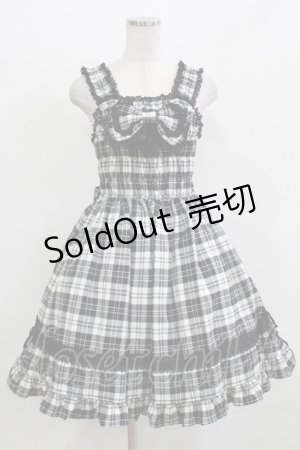 画像: BABY,THE STARS SHINE BRIGHT / タータンチェックリボンシャーリングプリンセスジャンパースカートII Free 白/黒チェック H-26-03-08-012-BA-OP-NS-ZH