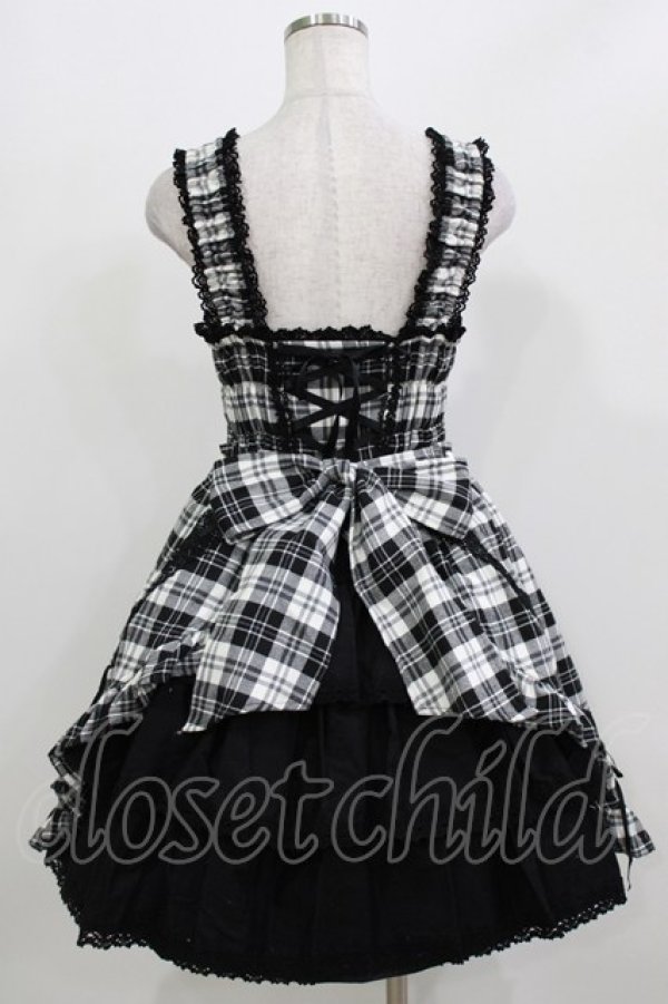 画像3: BABY,THE STARS SHINE BRIGHT / タータンチェックリボンシャーリングプリンセスジャンパースカートII Free 白/黒チェック H-26-03-08-012-BA-OP-NS-ZH (3)