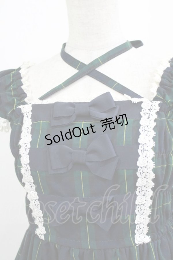 画像4: BABY,THE STARS SHINE BRIGHT / タータンチェックリボンミニ袖ジャンパースカート Free グリーン H-26-03-08-016-BA-OP-NS-ZH (4)