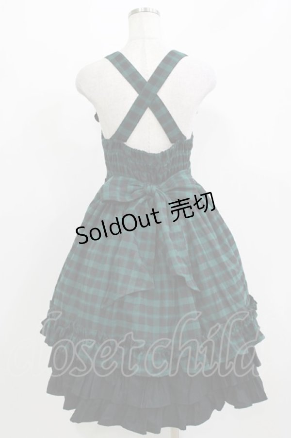 画像3: ALICE and the PIRATES / タータンチェックバッスルジャンパースカート Free グリーン H-26-03-08-017-PA-OP-NS-ZH (3)