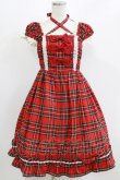 画像1: BABY,THE STARS SHINE BRIGHT / タータンチェックリボンミニ袖ジャンパースカート Free エンジ H-26-03-08-018-BA-OP-NS-ZH (1)