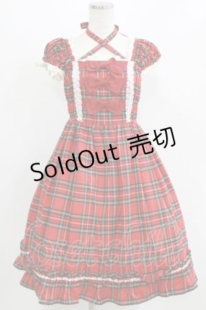 画像: BABY,THE STARS SHINE BRIGHT / タータンチェックリボンミニ袖ジャンパースカート Free エンジ H-26-03-08-018-BA-OP-NS-ZH