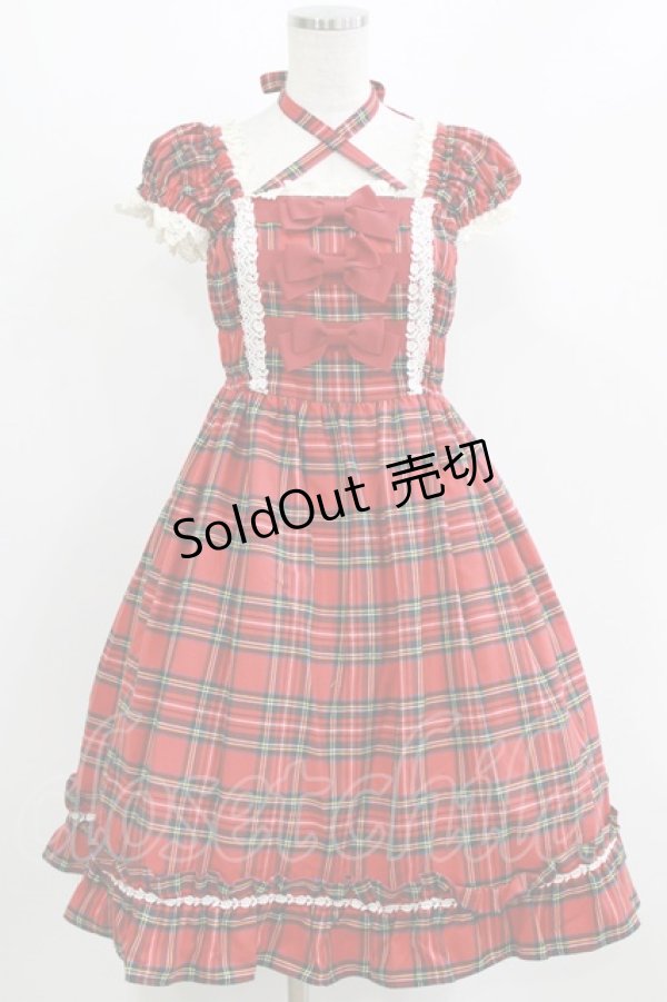 画像1: BABY,THE STARS SHINE BRIGHT / タータンチェックリボンミニ袖ジャンパースカート Free エンジ H-26-03-08-018-BA-OP-NS-ZH (1)